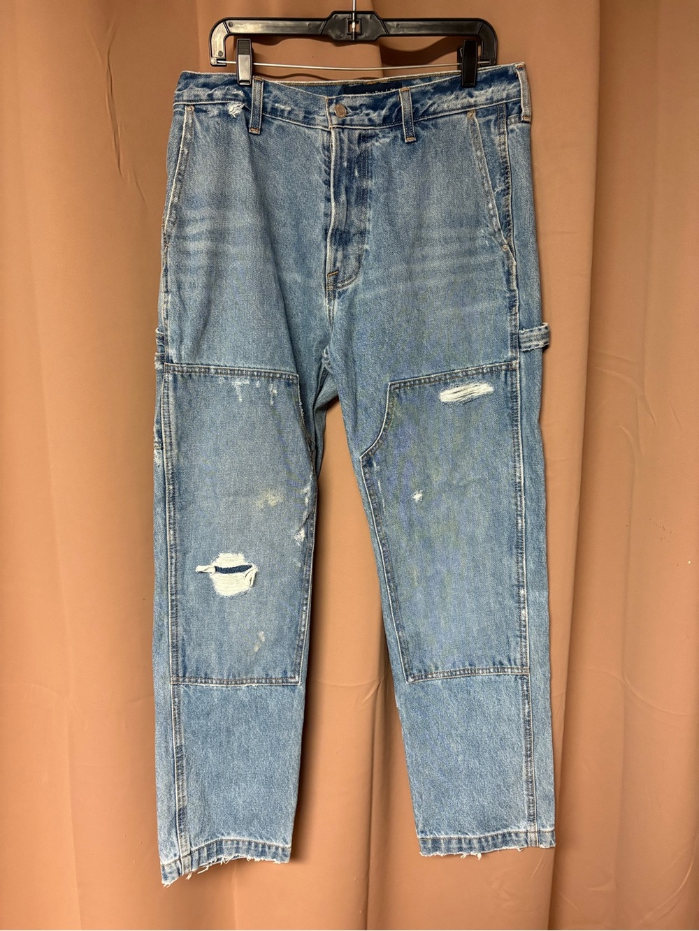 Abercrombie & Fitch Double Knee Distressed Carpenter Jeans 34x32 Loose Y2K